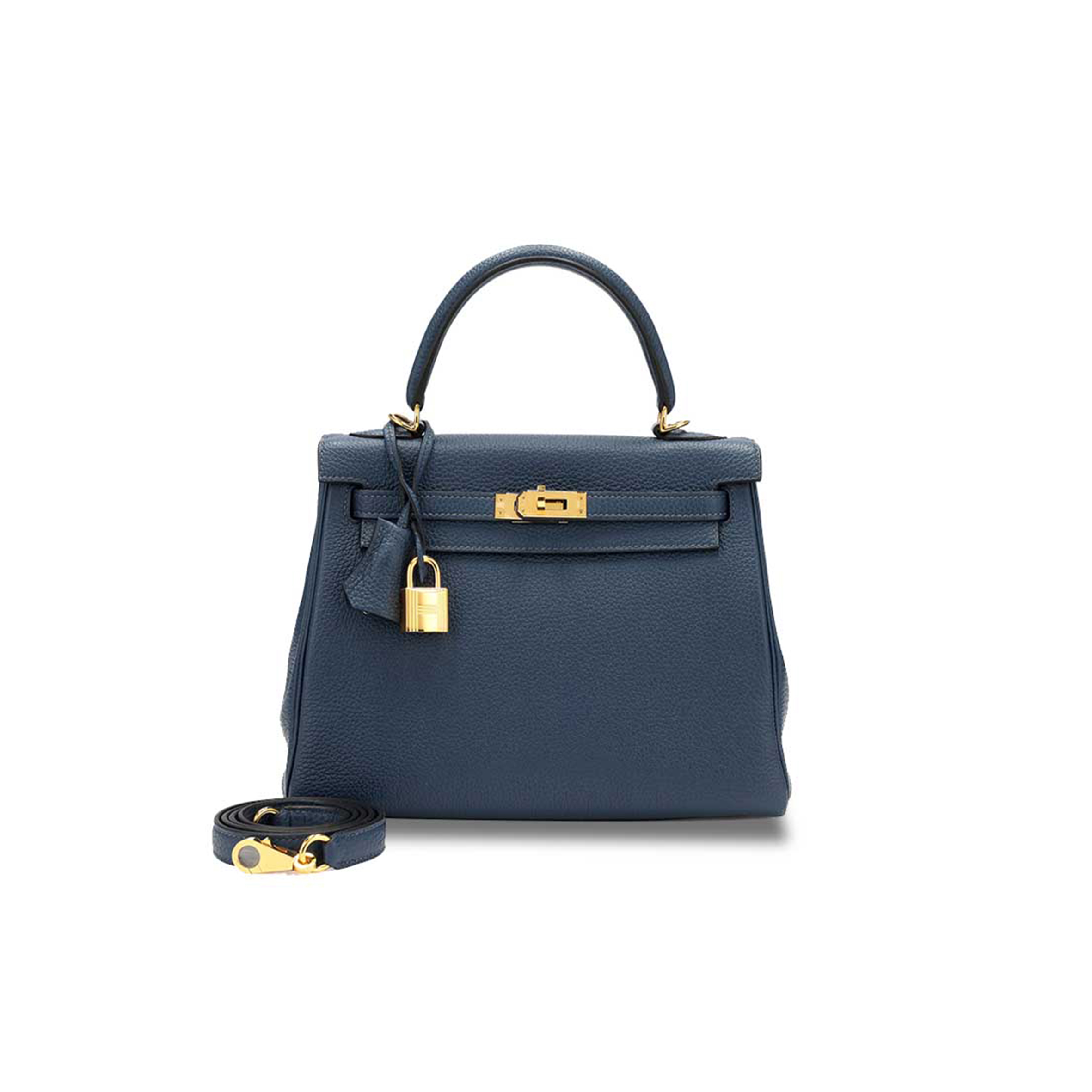 HERMÈS MASTER BLUE TOGO RETOURNE KELLY 25 GOLD HARDWARE (25*17*7cm)